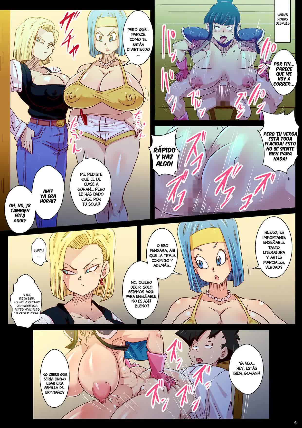 El entrenamiento especial de Gohan para controlar su deseo sexual con Bulma y número 18 como sus tutores Comic porno