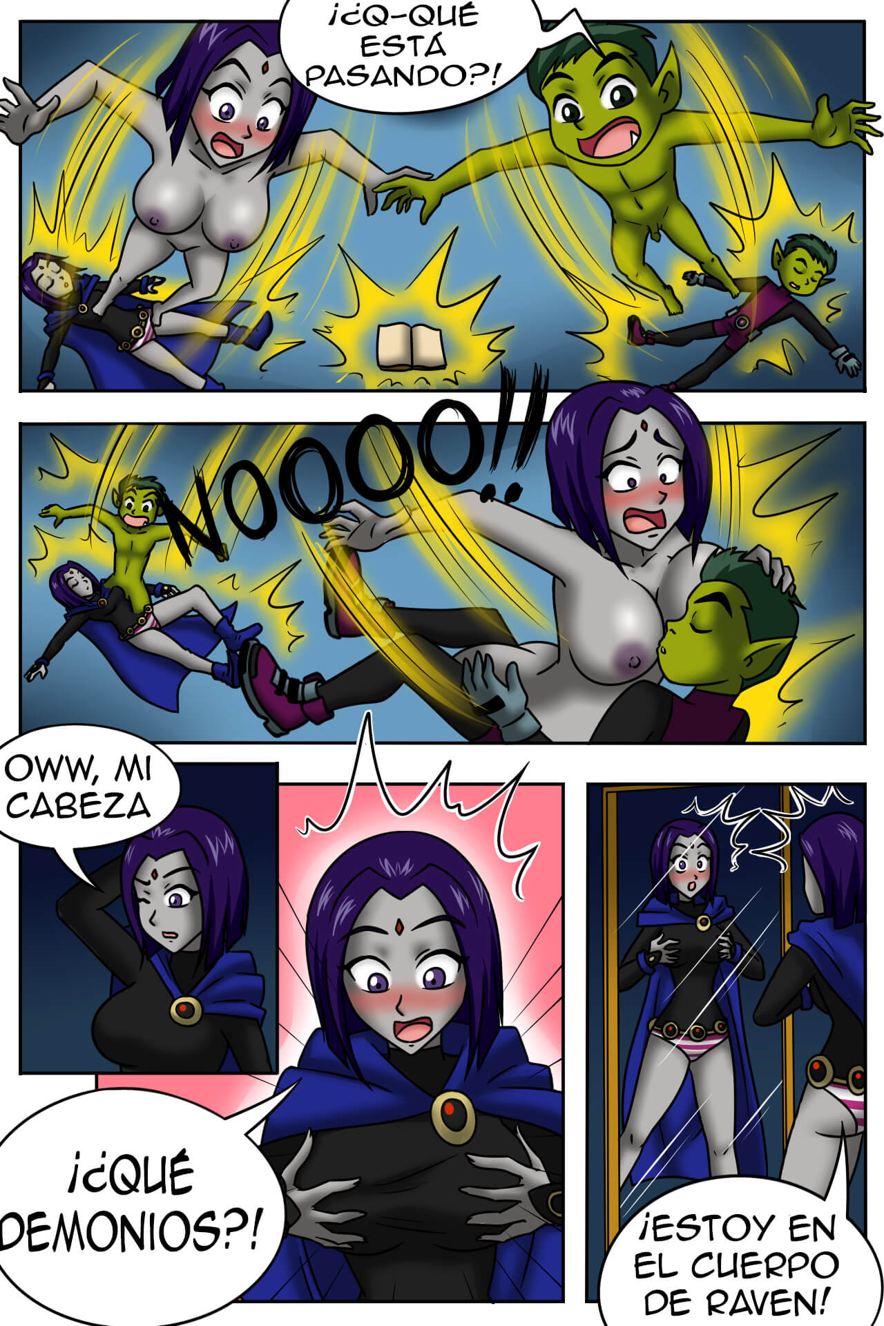 Beastboy and Raven Swap Bodies Comic porno