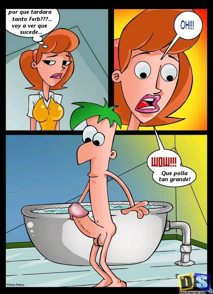 Phineas and Ferb - Pillada en el baño y sexo Comic porno