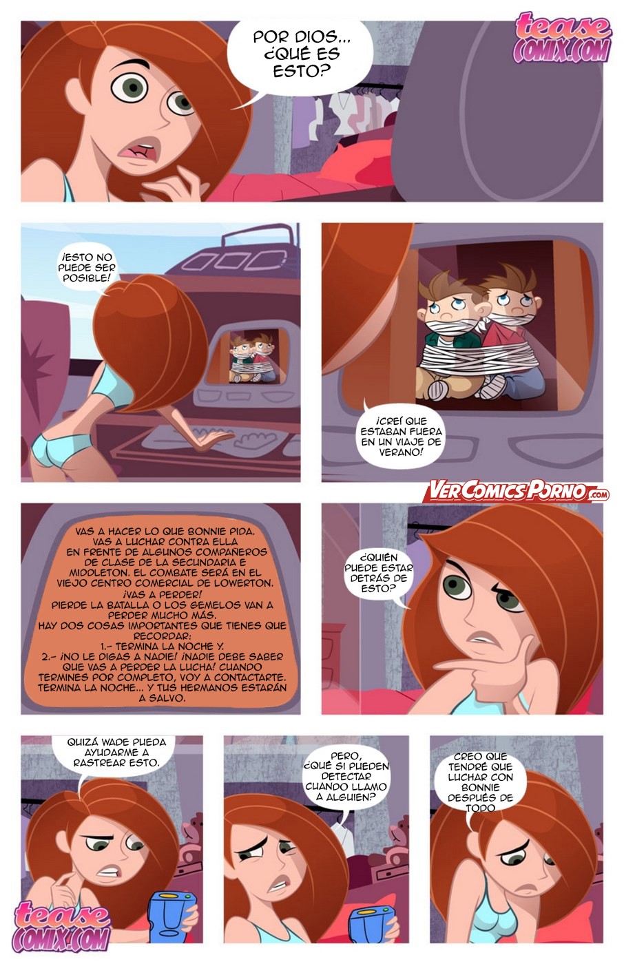 Cheer Fight - Kim Possible and Bonnie Oil Wrestling Comic porno