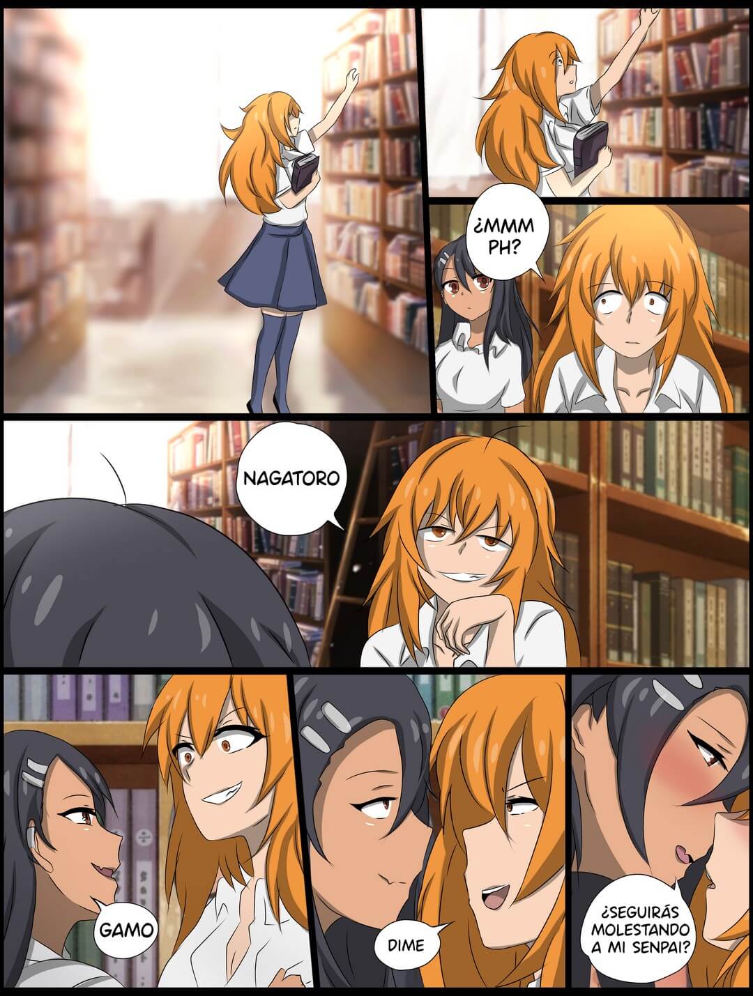 Sexo lesbico de Nagatoro en la biblioteca Comic porno
